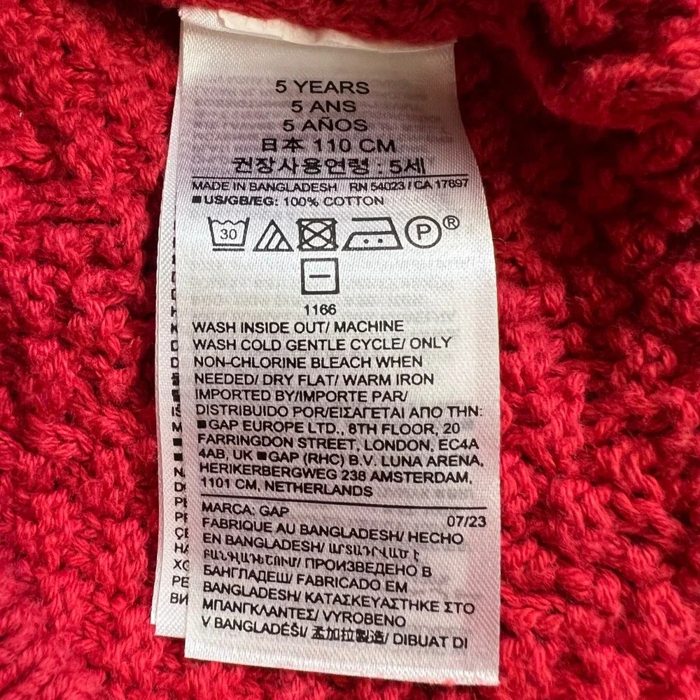 Baby Gap Red Cable Knit Ruffle‎ Sweater 5 Years Toddler Cozy Cotton